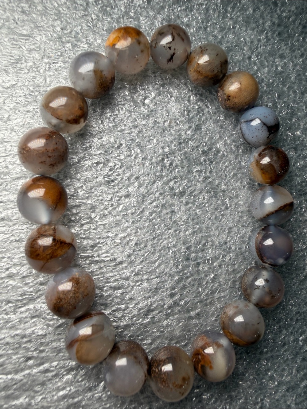 Unique 9MM Island Blue Chalcedony Natural Crystal Bracelet
